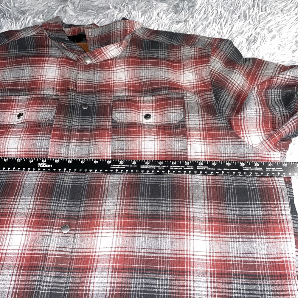 Free Country Men's Sz 4XLT Quilted Plaid Flannel Jacket Red Gray Black - Picture 3 of 10